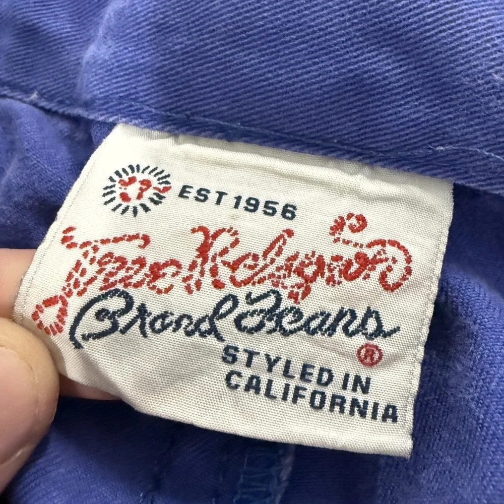 True Religion Cargo Pants Mens 40 Blue Good Embroidered Buddha Wide Leg Baggy